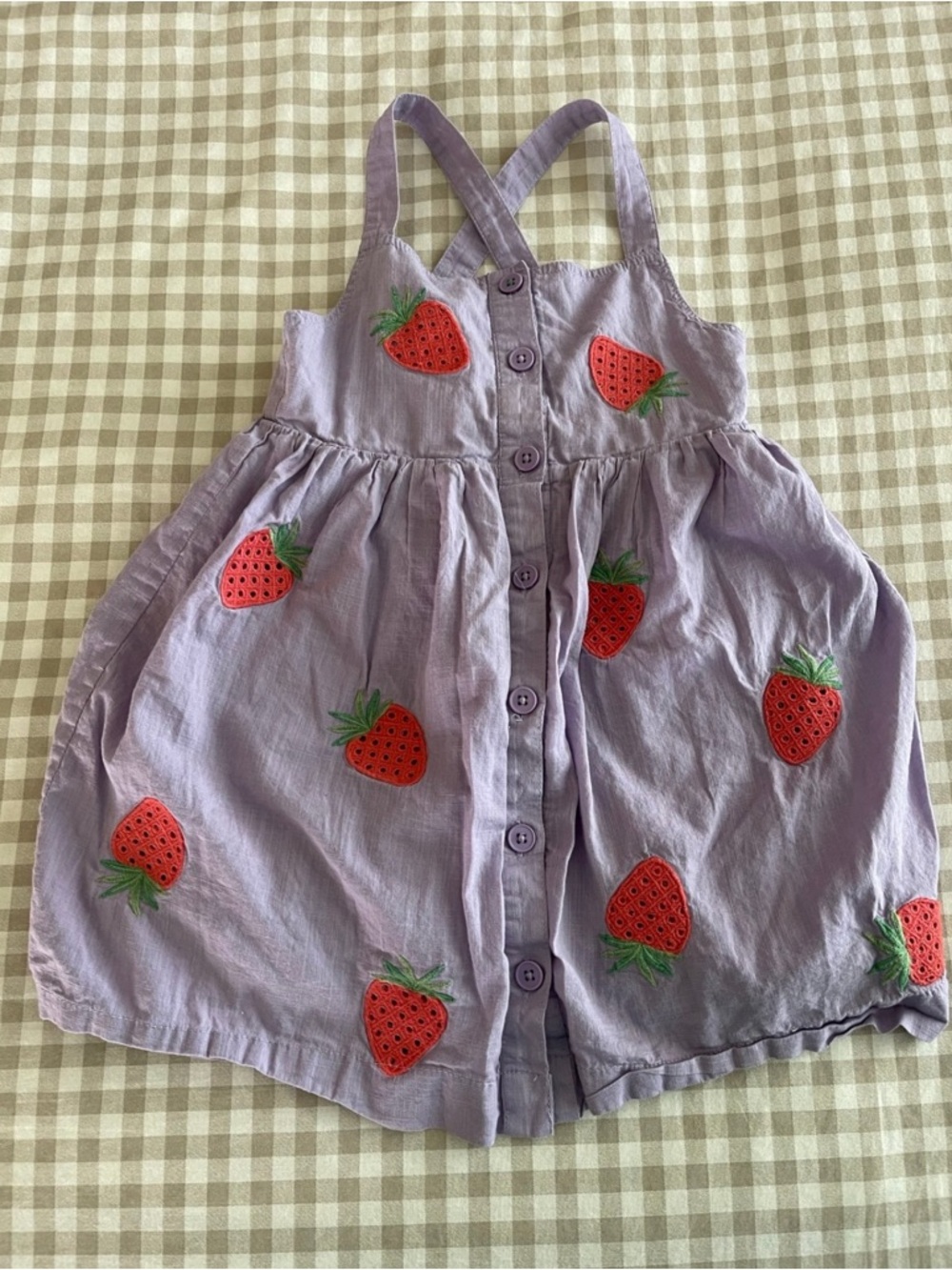 Mini Boden Strawberry Embroidered Dress 2/3